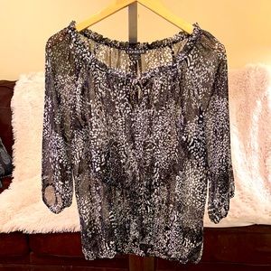 Express black and white sheer shirt, size Large.